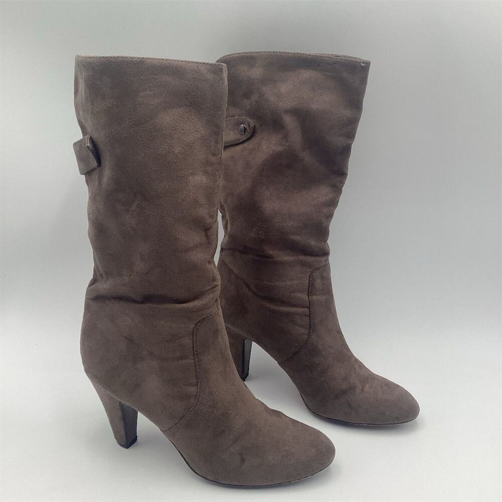 Zara‎ Women's Brown Suede Mid-Calf Booties Size 7.5